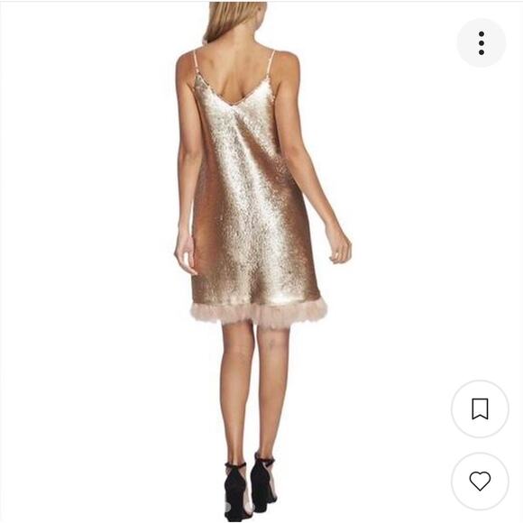 CeCe Sequin Dress Gatsby Flapper 20s Sexy Party Blush Gold Bohemian Luxe sz 14 - Picture 2 of 16